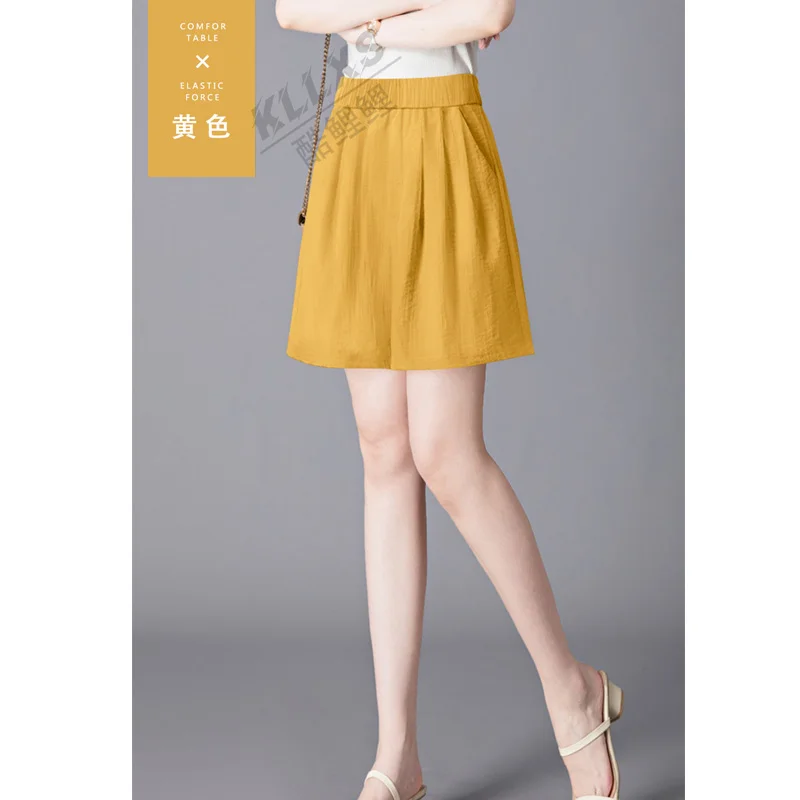 Summer New High Waist Loose Quarter Shorts Thin Solid Color All-match Wide Leg Pants Simplicity Casual Women Clothing