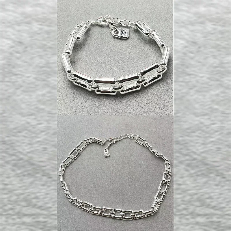 2024 Испания UNO модный стиль Instagram серебряный квадратный браслет-цепочка ожерелье