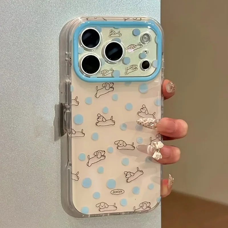 Фото Мультяшный милый чехол для телефона с рисунком собаки в горошек для iPhone 17 16 Pro Max 15 14 13 12 11 Pro Max, защитная задняя крышка для объектива №4