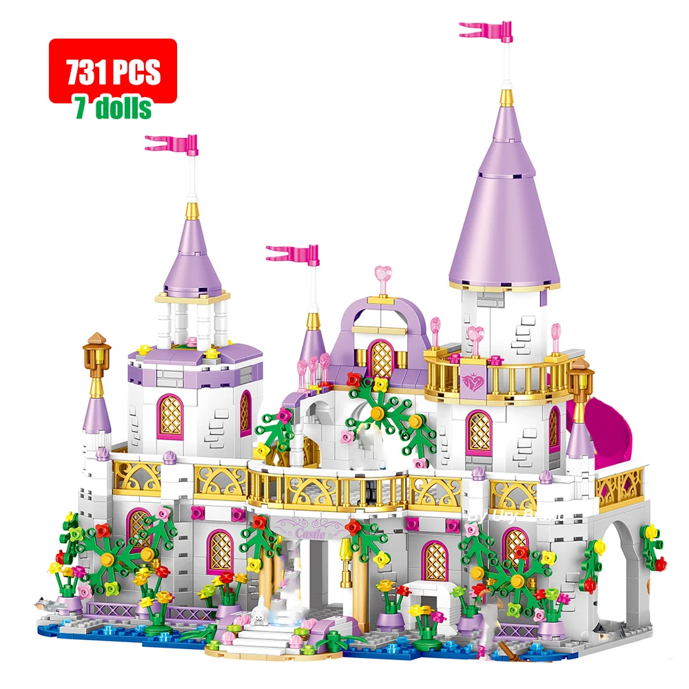 

Girls Friends Modern Princess's Castle Luxury Magical House Model Set with Dolls Building Blocks DIY Toys for Kids 731PCS Bricks