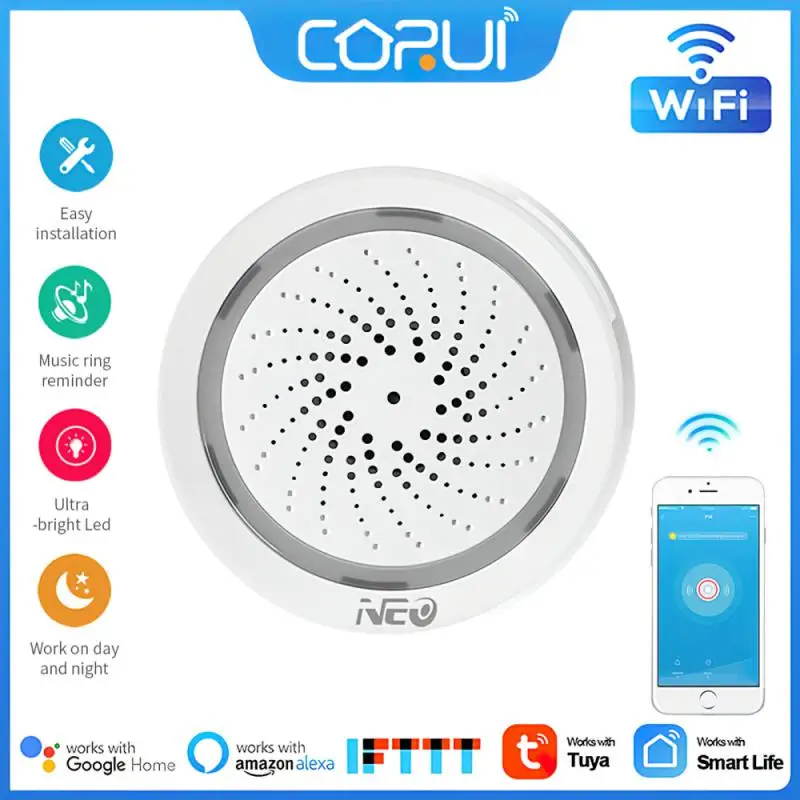 

2-в-1 умная сирена с датчиком температуры, 120 дБ, Wi-Fi