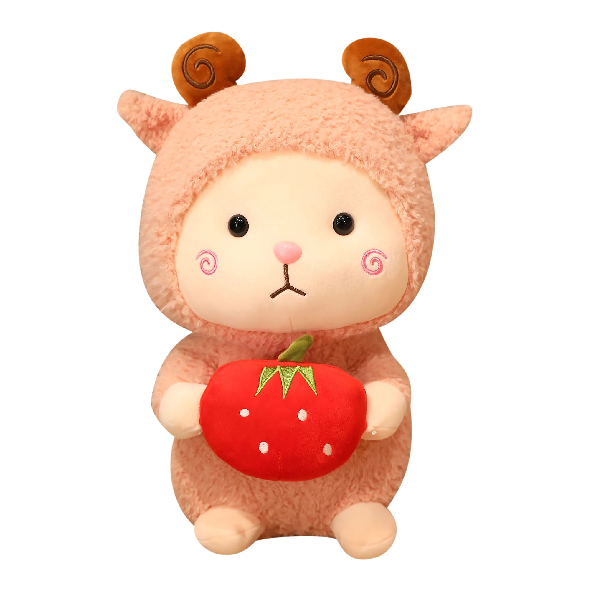 

Hot 1pc 25cm-50cm Kawaii Sheep Plush Toys Cute Hairy Lamb with Strawberry Plushie Dolls Stuffed for Children Kids Decor Gifts