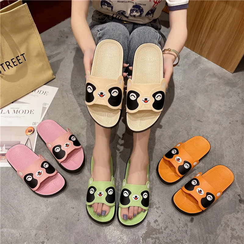 

Home Slippers Cloud Kawaii Soft Sandal slippers Panda teddy bear raccoon Platform Summer Beach Flip Flops Beach Non-slip Sole