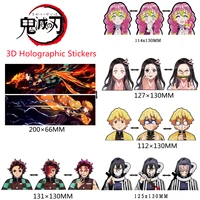 new 3d demon slayer lenticular motion holography stickers anime action pattern collection waterproof car decor tanjirou nezuko