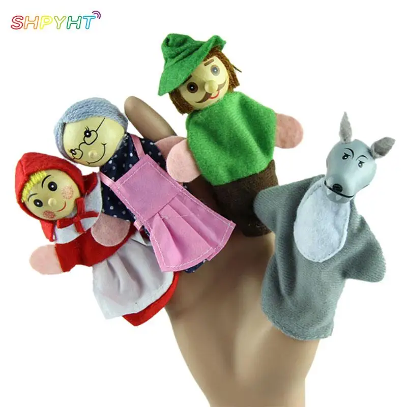 

4PCS/Set Storytelling Doll Fairy Tale Little Red Riding Hood Finger Puppets Kids Children Baby Educational Toys Color Random