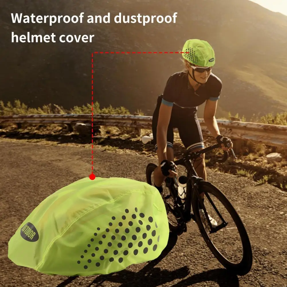 

Reflective Helmet Rain Cover Waterproof Oxford Cloth Dot Print Bike Helmet Cover Outdoor Supplies