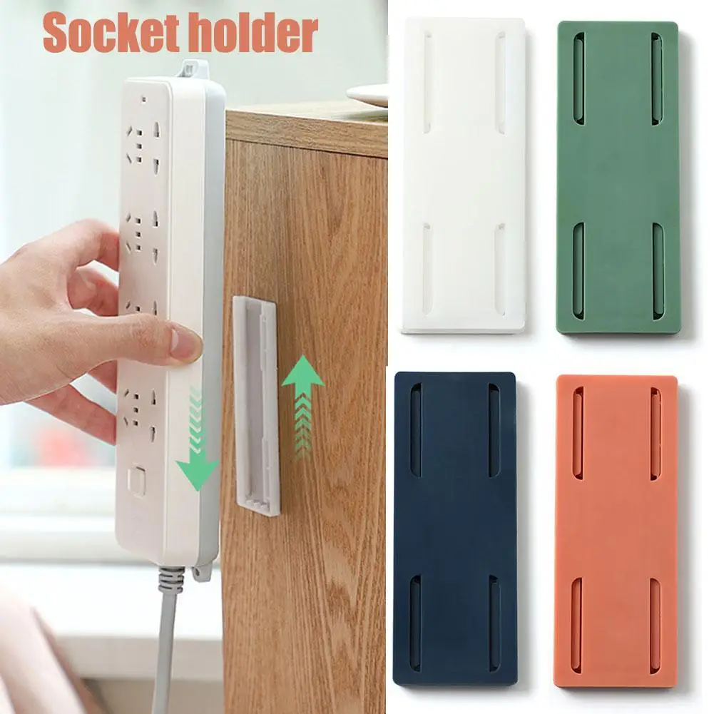 

1PC No Trace Self-Adhesive Row Plug Retainer Wall-Mounted Holder Punch-free Plug Socket Fixer Seamless Cable Wire Organizer