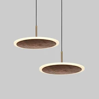 solid walnut chandelier pendant light modern wood pendant lighting led ring single dining table light lamp for living room decor