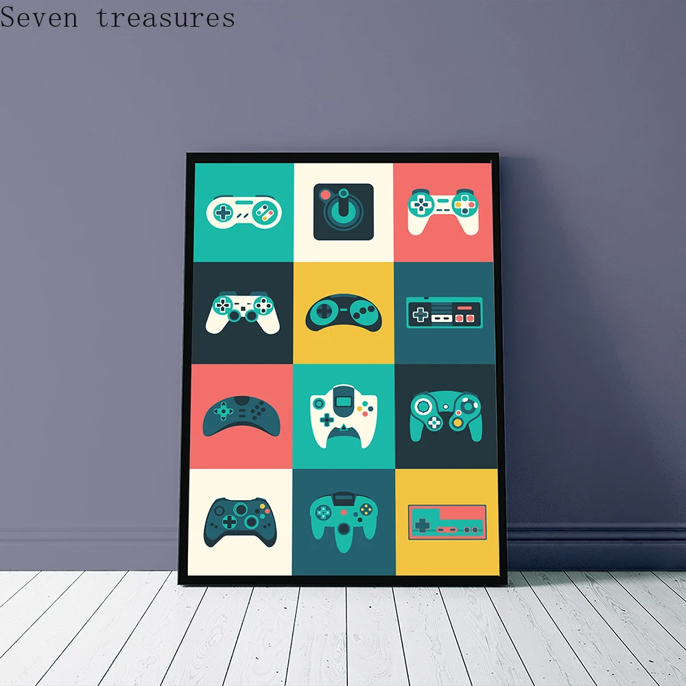 

Vintage Videogames Boys Game Poster Print Gamepad Illustration Game Wall Art Picture Canvas RoomPainting for Kids Home Decor