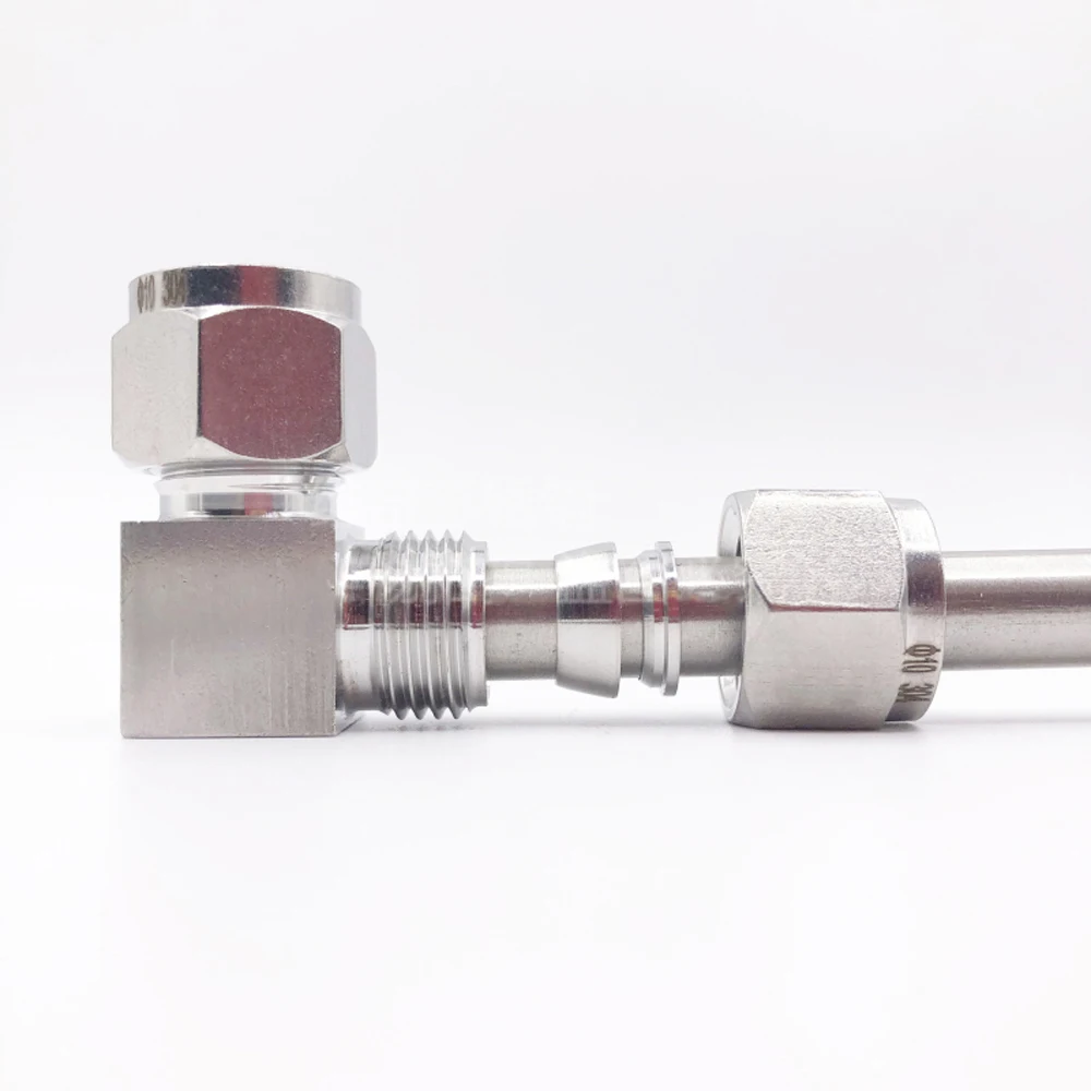 

90 Degree Elbow 1/8" 1/4" 3/8" 1/2" 3/4/6/8/10/12/14/16/18/20/25mm OD Double Ferrule Compression Union Connector 304 Stainless