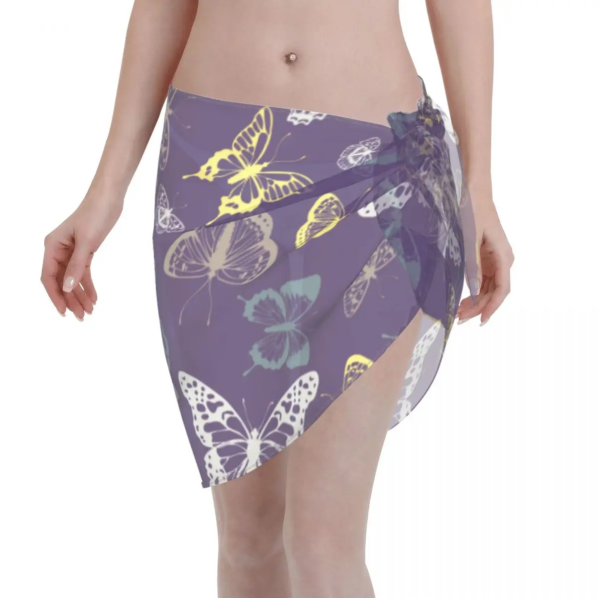 

Sexy Women Chiffon Swimwear Pareo Butterfly Beach Cover Up Wrap Skirt Colorful Butterflies Beach Wear Swimsuits Bikini Cover Ups