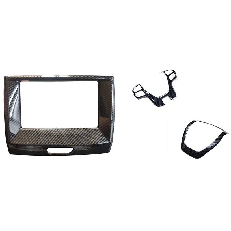 

Carbon Fiber Steering Wheel Cover Trim for Ford Ranger Everest Endeavour 2015+ & Inner Center Navigation Cover