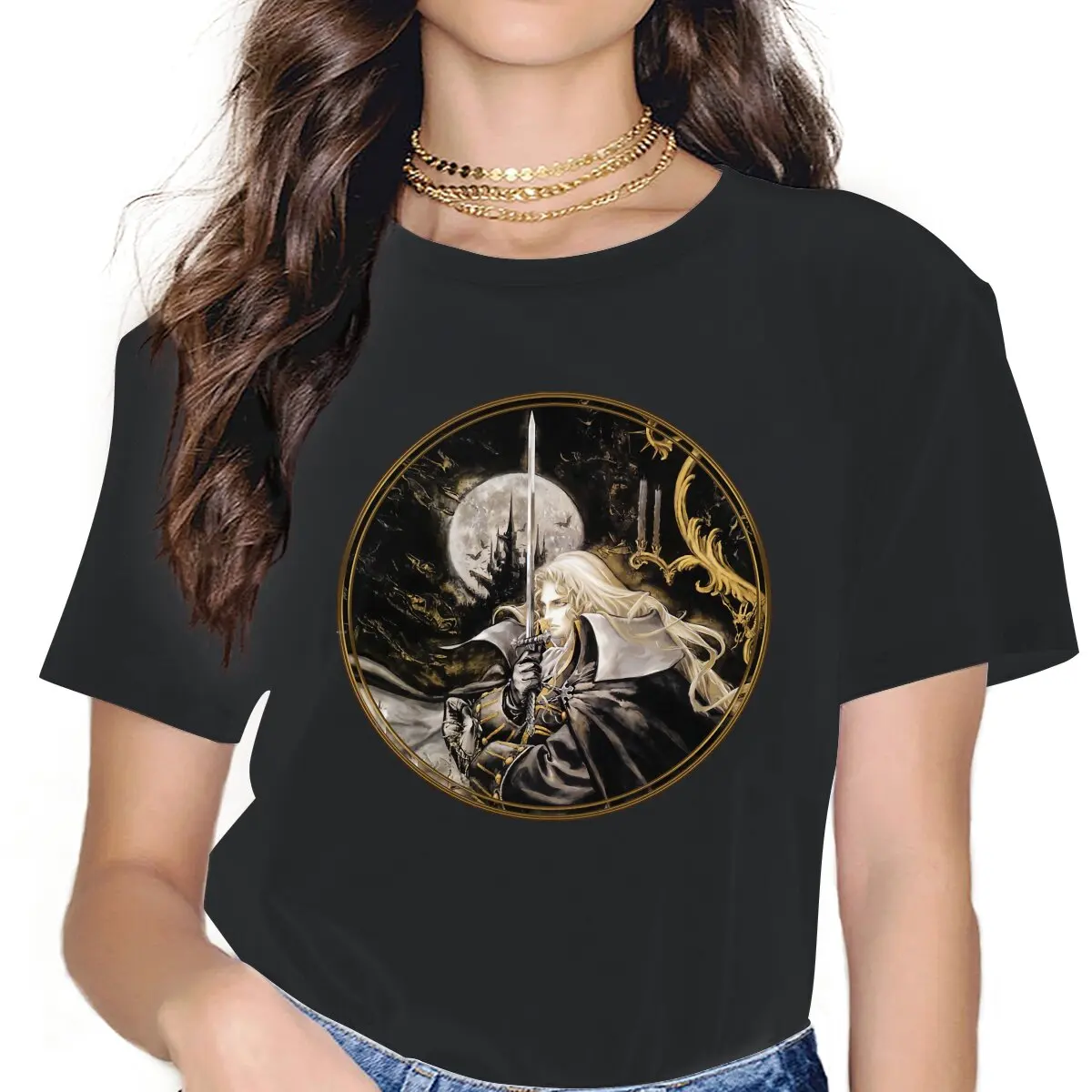 

Alucard Classic Women T Shirt Castlevania Trevor Belmont Novelty Tee Shirt Short Sleeve Crew Neck T-Shirt Gift Idea Clothing
