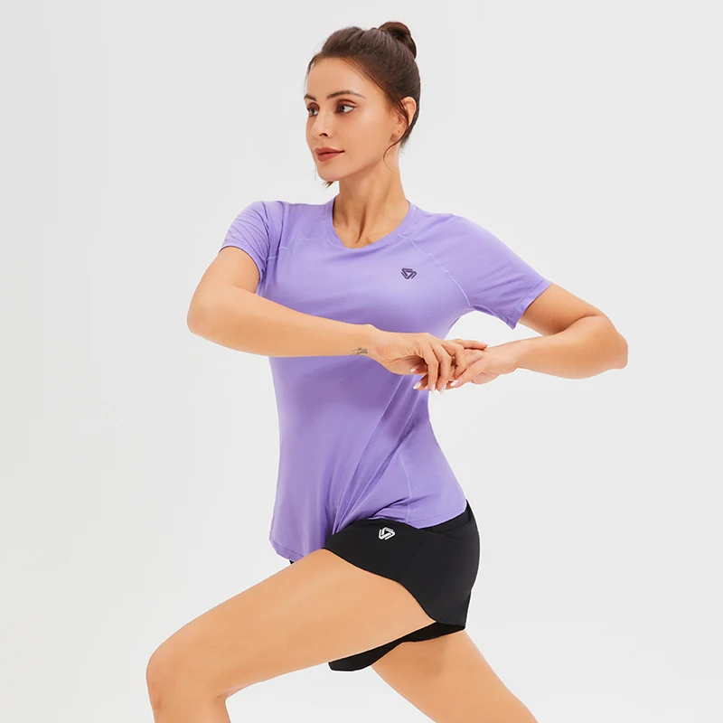 Женская быстросохнущая Спортивная футболка с коротким рукавом футболки для