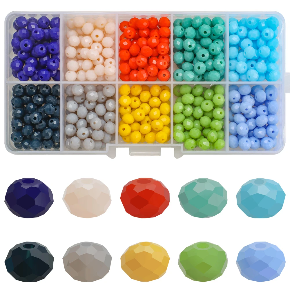 

Faceted Glass Round Beads for Jewelry Making 400Pcs/Box 6MM Spacer Crystals Rondelle Beads DIY for Necklace Earrings Bracelets