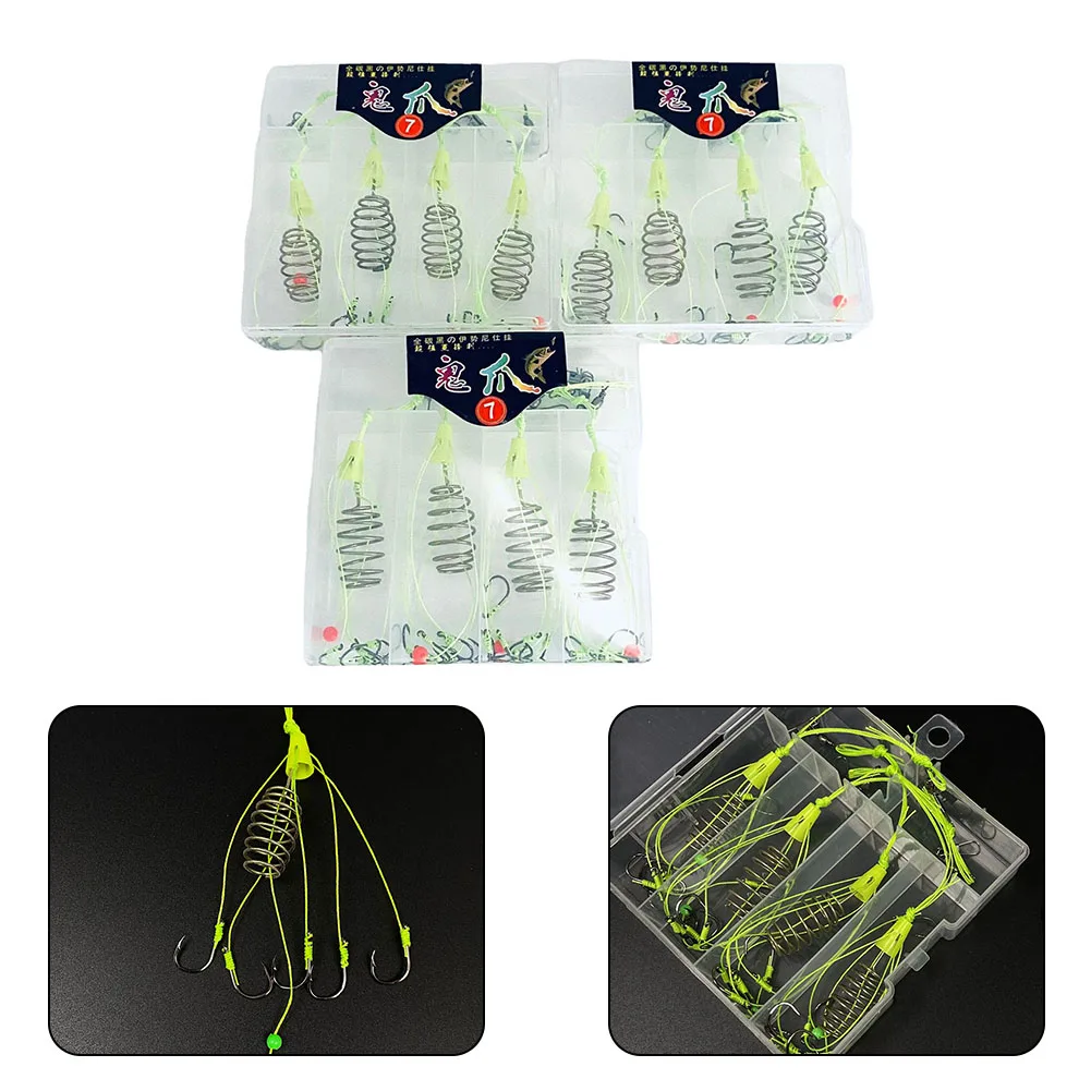 

4pcs Fishhooks Carp Feeder Universal Hook Rig Set Inline Hook 7/8/9/10/11/12/13 For Silver Grass Carp Black Fishing Accessories