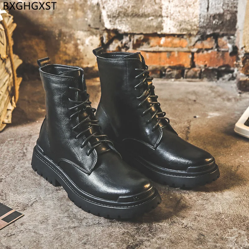 

Chunky Boots for Men Male Black Boots Man Shoes High Quality Platform Winter Boots Men Stivali Leather Casual Shoes for Man 2023