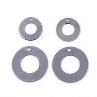 10pcs pendants stainless steel blank stamping tags double circle round silver tone for necklaces jewelry diy finding charms