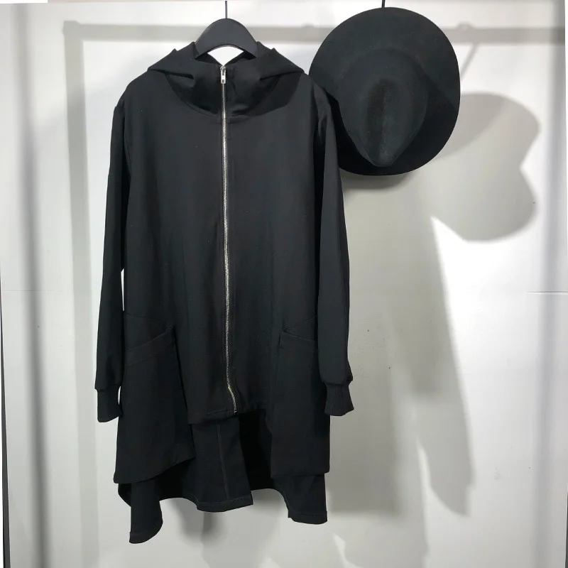 

Свитшот мужской оверсайз, Готическая уличная одежда в стиле хип-хоп, черная длинная худи в стиле овэн, 20ss, весна-осень