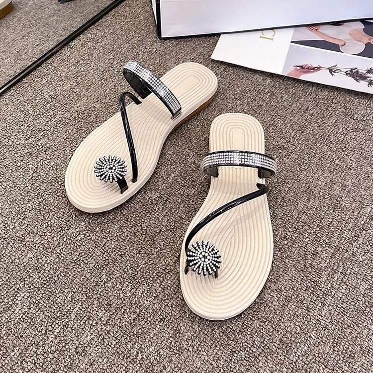 

Glitter Slippers Women Summer Sandals 2022 Fashion Bling Female Candy Color Flip Flops Beach Diamond Flat Shoes Outdoor Sandals
