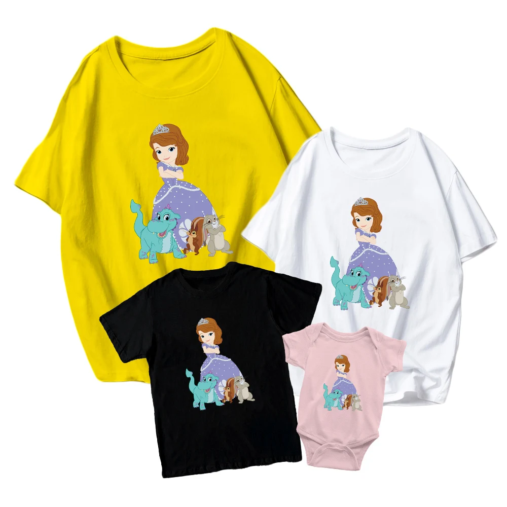 

T-Shirts Sofia Disney Princess Summer Kids Short Sleeve Baby Girl Boy Baby Romper Family Matching Adult Unisex Funny Comfy Top