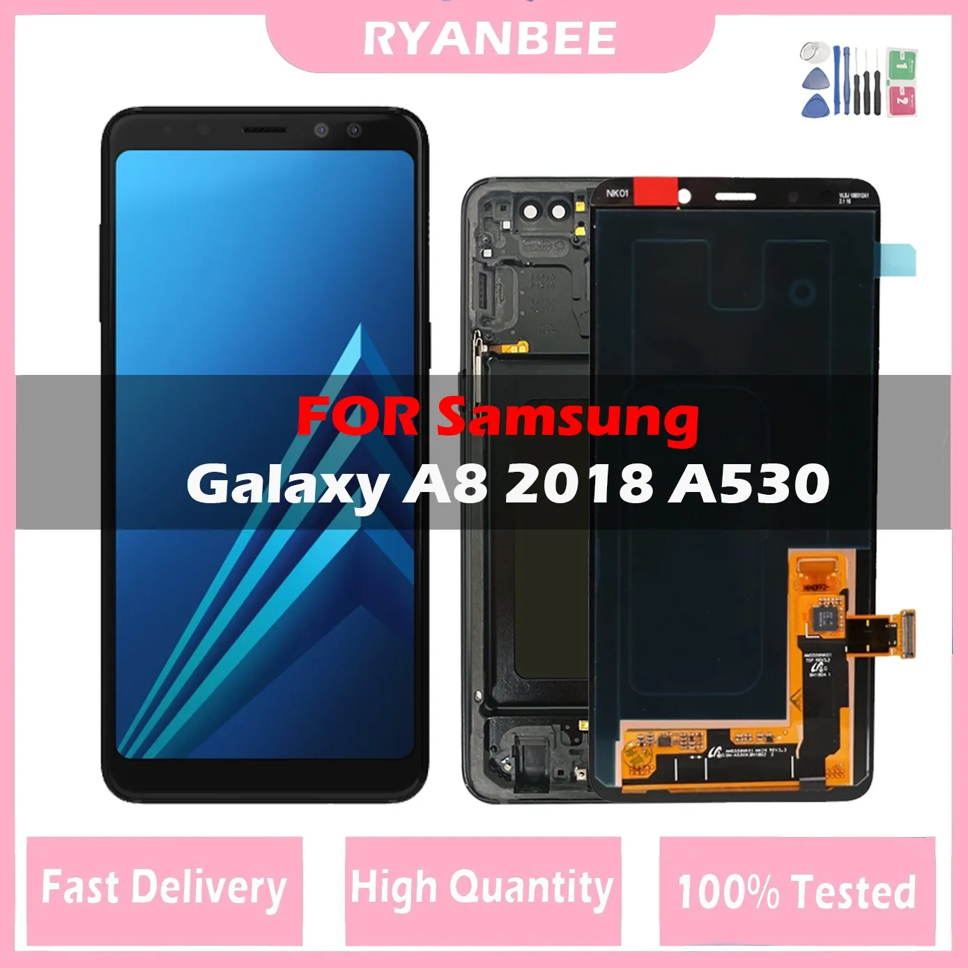 100% Оригинальный ЖК-экран для Samsung Galaxy A8 2018 A530 A530F A530F/DS дисплей сенсорный экран дигитайзер в сборе 100% Оригинальный ЖК-экран для Samsung Galaxy A8 2018 A530 A530F A530F/DS дисплей сенсорный экран дигитайзер в сборе