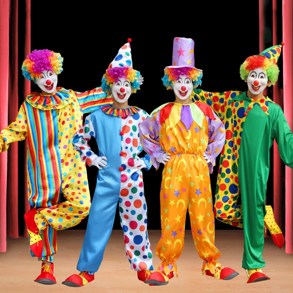 Забавный комбинезон циркового клоуна для взрослых костюм косплея