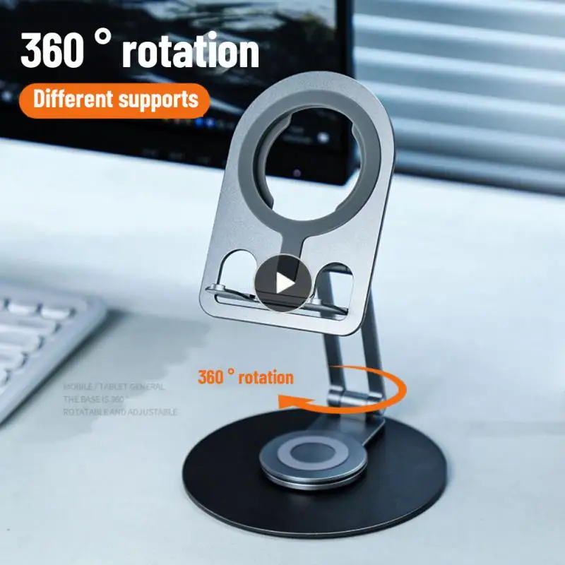 

Multi-function Phone Stand Foldable Metal Phone Holder Magnetic Wireless Fast Charging Stand Magnetic Portable Aluminum Alloy Wi