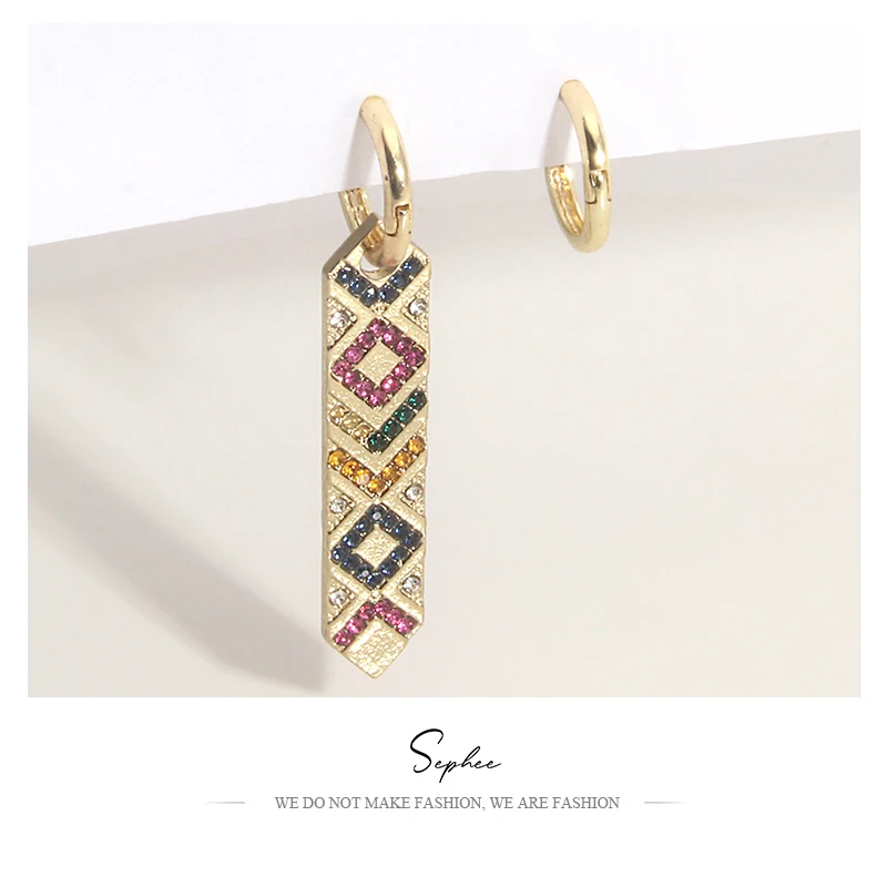 

Boho Asymmetric Retro Earrings Female Inlaid Color Diamond Small Piece Colorful Small Earrings Ethnic Minority Earrings Women