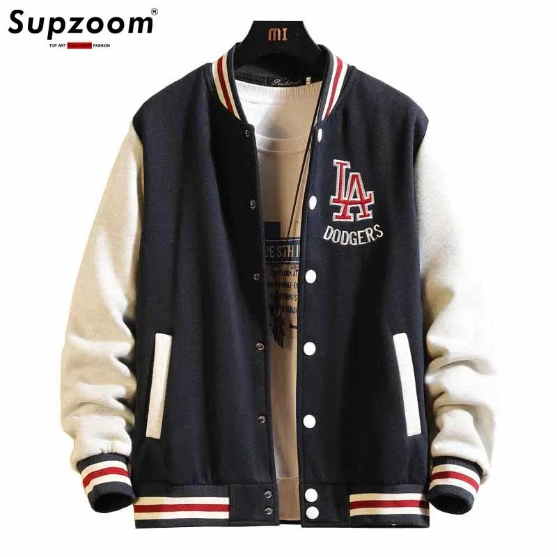 

2022 New Arrival Hot Preppy Style Cotton Thick Embroidery Rib Sleeve Brand Clothing Baseball Autumn Winter Casual Bomber Jacket