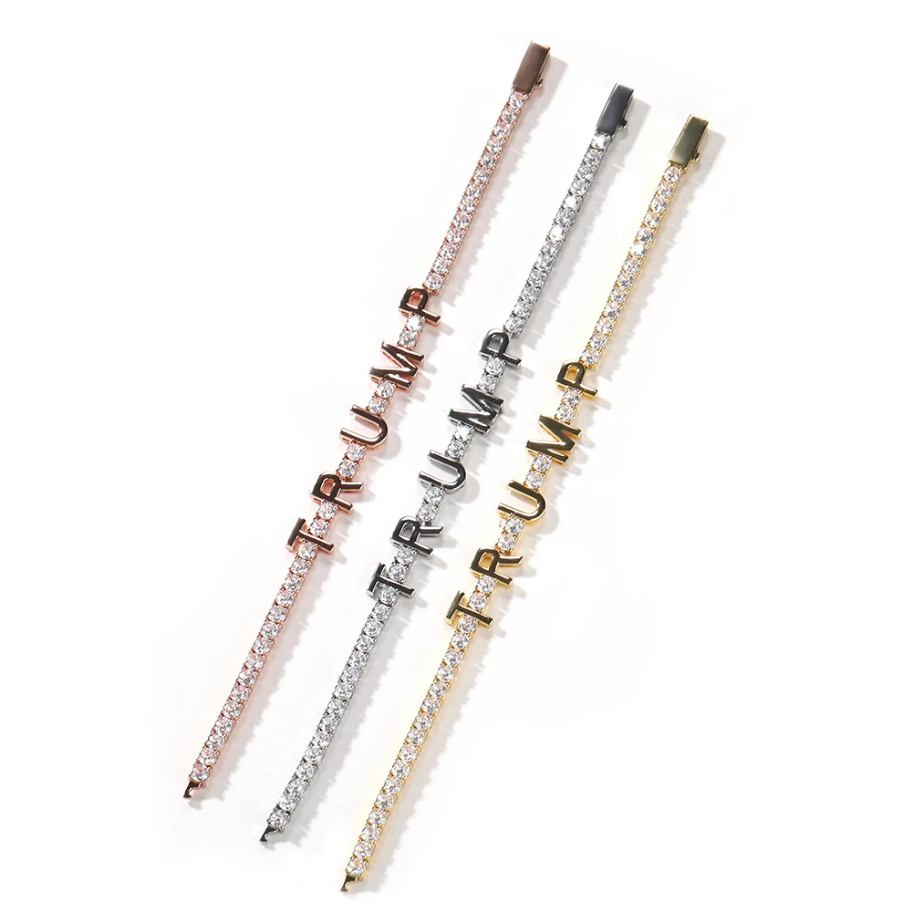 Цепочка с кубическим цирконием BLING KING Женская браслет подвесками в виде надписи