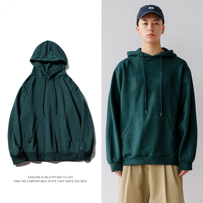 

Autumn Japanese New Men's Oversized Hooded Sweater Long-sleeved Casual Loose Solid Color Simple Young Student Top Male 5XL