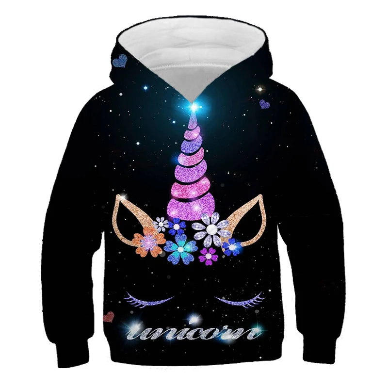 

blue harajuku milky way cool boy girl hoodies beauty rainbow unicorn 3d print kids sweatshirt creativity school wear