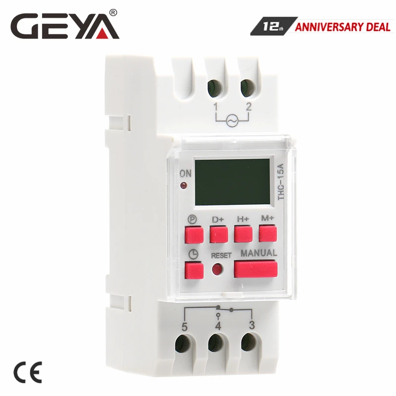 geya-interruptor semanal programável com  digital trilho din dc 16a 20a 30a lcd 12v 24v 110v 220v es Temporizador