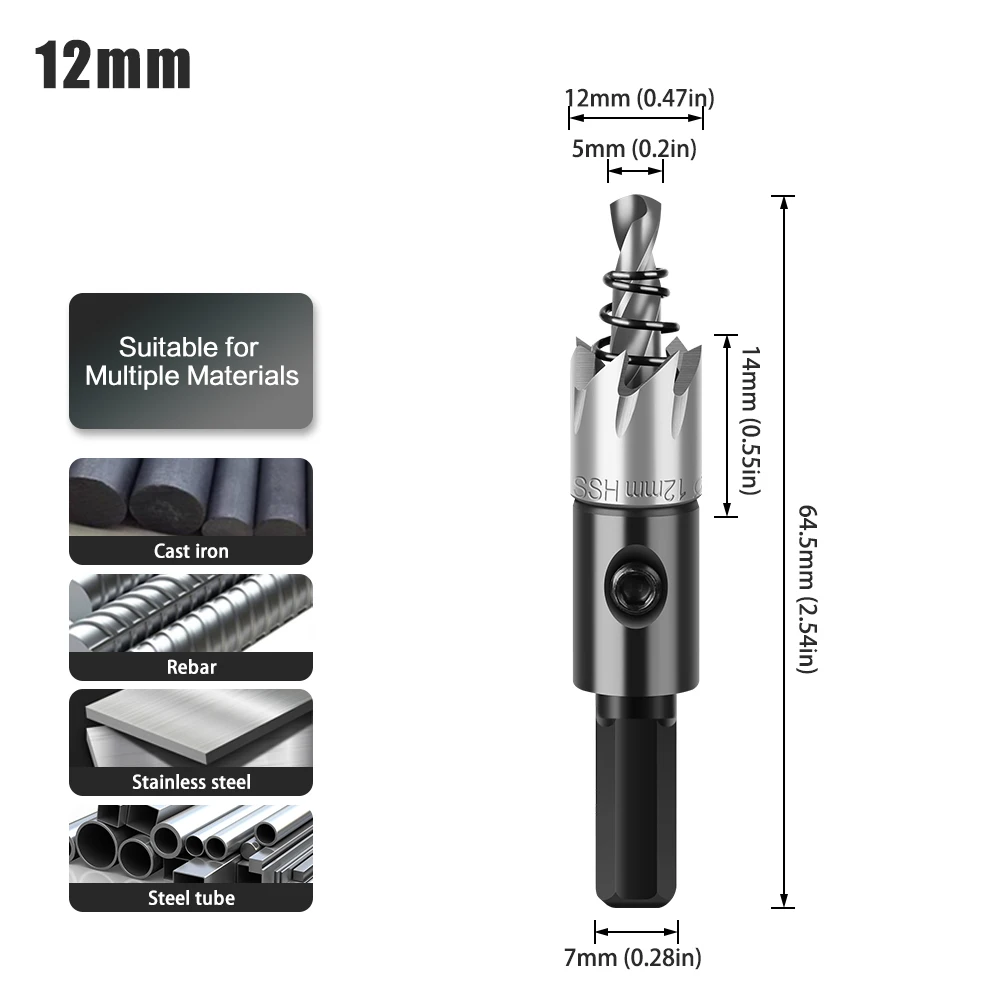 

Корончатые сверла из быстрорежущей стали RCT 12-30 мм