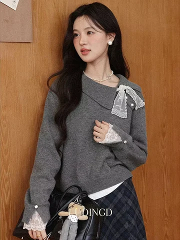 ALXNAN Серые шерстяные пуловеры  L57319