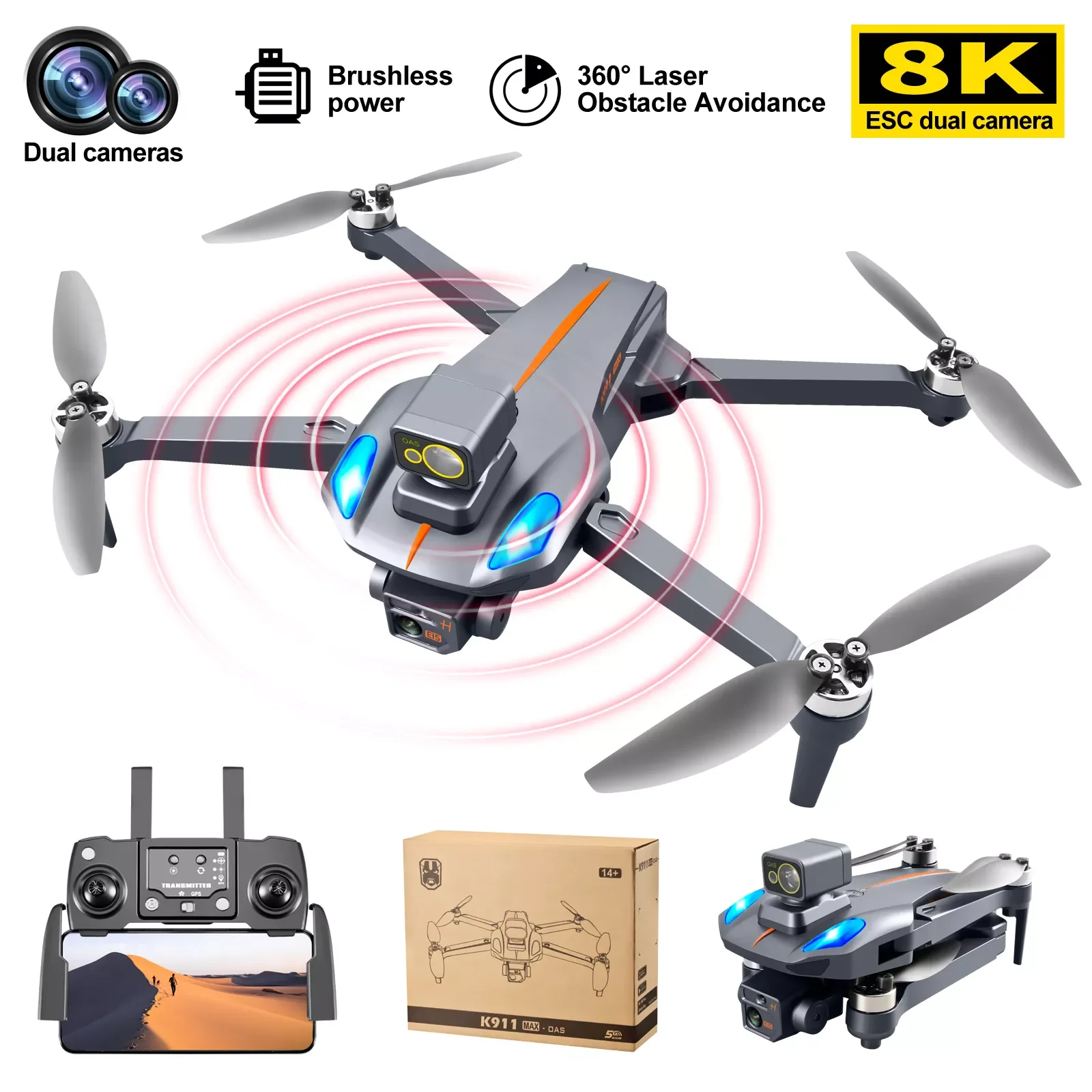 Новинка 2022 фотоаппарат Wi-Fi GPS 8K HD двойная камера обход препятствий на 360 °