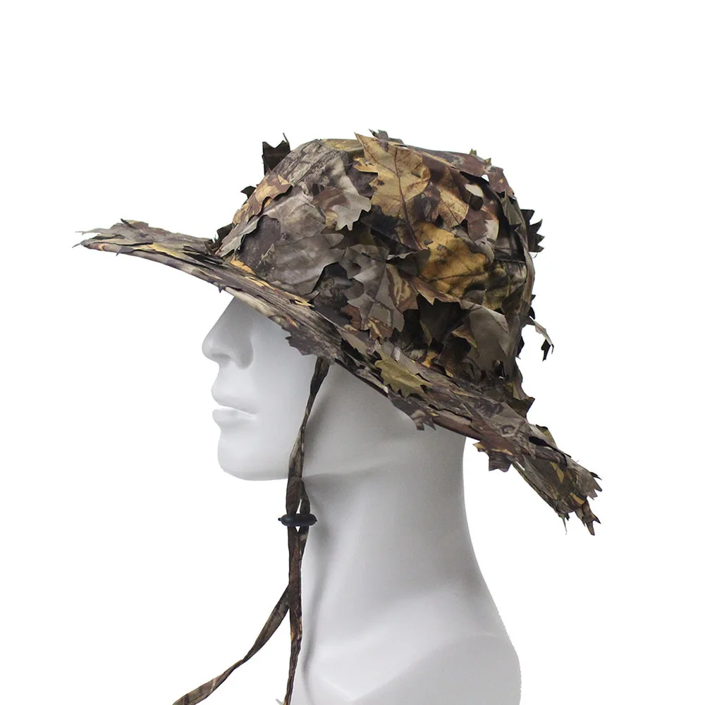 

3D Camouflage Hat Real Tree Leaf Hunting Camo Cap Boonie Hats for Outdoor Shooting Airsoft Military Combat Fishing Panama Cap