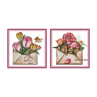 joy sunday cross stitch kits fabric canvas embroidery kit stamped flowers printed counted needlework set crafts thread home deco