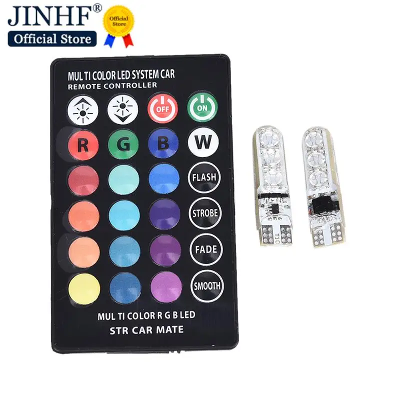 

Автомобильный светодиодный T10 5050 6smd цветной с дистанционным управлением Мигающий широкий светильник водонепроницаемый силиконовый свет д...