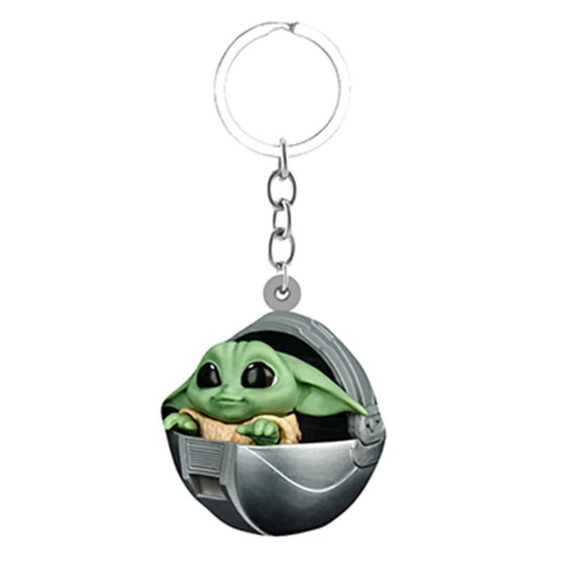 

Disney Acrylic Movie Star Wars Strong Baby Yoda Shape Anime Keychain School Bag Boys Epoxy Resin Pendant Jewelry Keyring FYD280