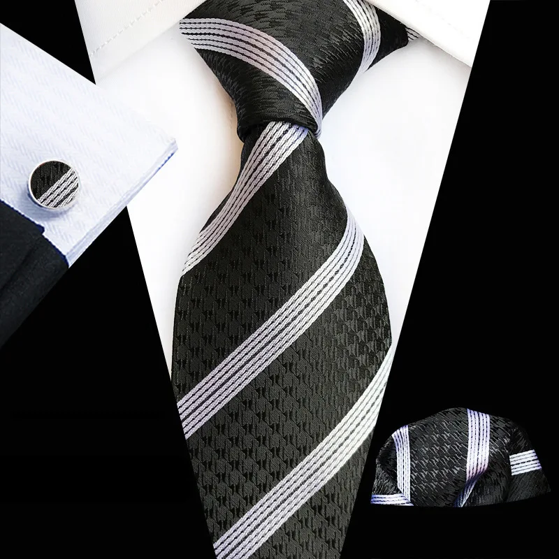 

Black Ties 8cm Mens Necktie Cufflinks Blue Handkerchief Necktie Green Striped Novelty Plaid Silk Neck Tie Men Wedding Cravatas