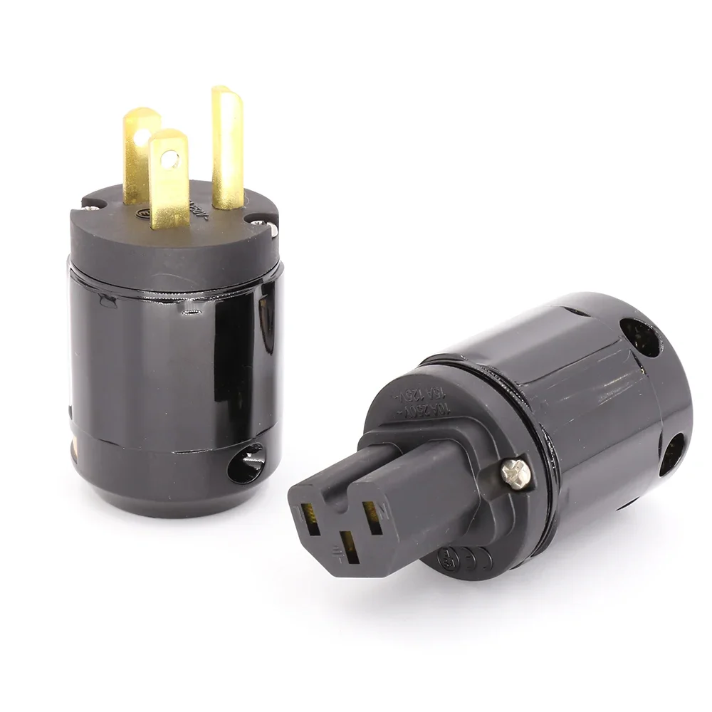 Новая латунная вилка питания P-029 США и разъем C-029 IEC (черный) 5 пар