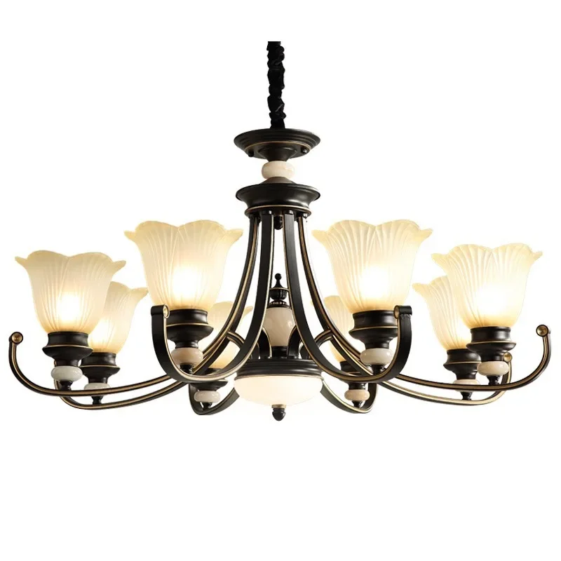 Американская Ретро Люстра Для Гостиной Черное Железо Искусство Простой и