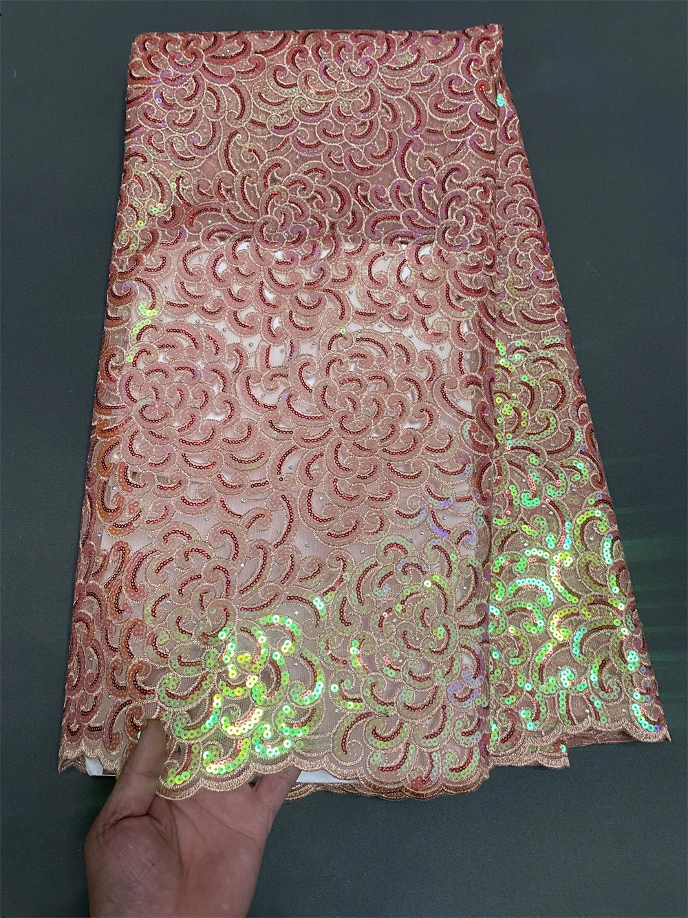 Нигерийская кружевная ткань 2024 высокое качество 5 ярдов золотая роскошная с