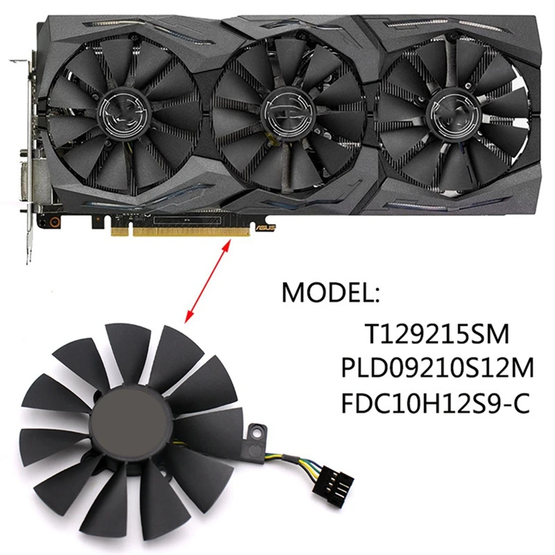 DC12V 95MM T 129215 Вентилятор охлаждения видеокарты SM подходит для ASUS STRIX RX470 RX570 RX580 GTX 1050Ti