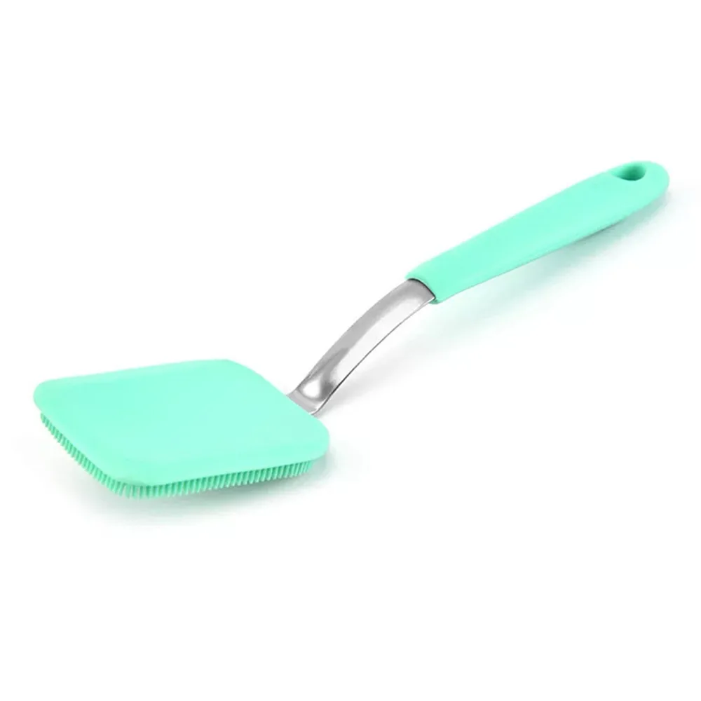 Household Hangable Silicone Cleaning Brush Kitchen Degreasing Dishes Stainless Steel Handle Pot Washing Brush Kitchen Gadgets images - 6