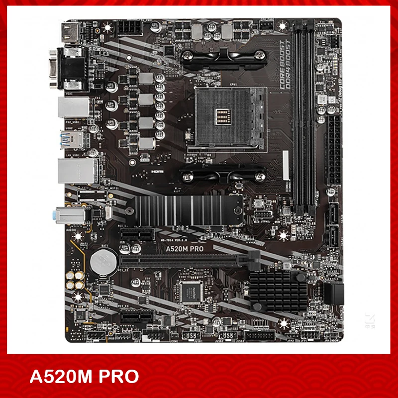 

Original Desktop Gaming Motherboard For Msi A520M PRO AMD AM4 DDR4 64GB SATA3 M.2 PCI-E3.0 USB3.2 Gen1 Micro ATX Fully Tested