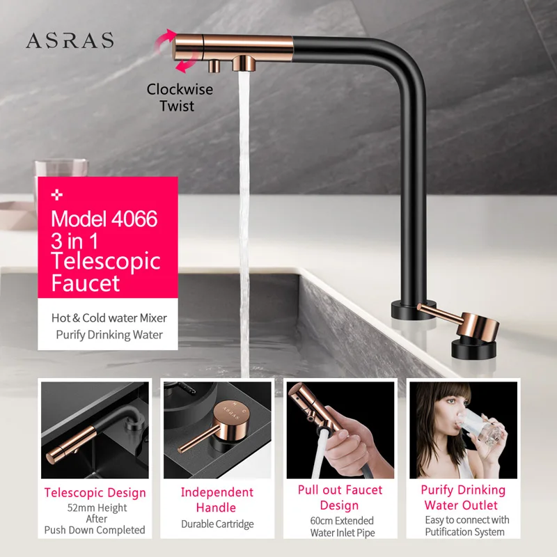 Смеситель для горячей и холодной воды Asras телескопический смеситель модель 4066