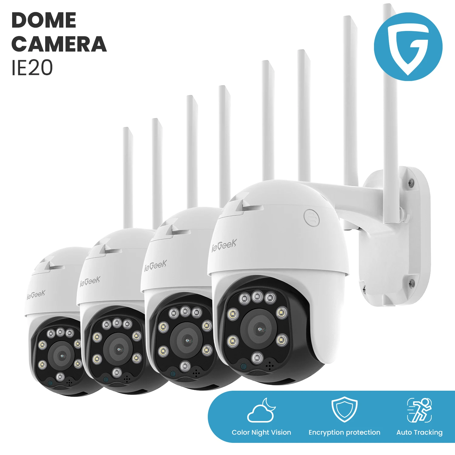 

4PCS/Lot ieGeek PTZ Outdoor CCTV Camera 1080P Indoor Wireless Home IP Surveillance Security Protection Camera,30m Night Vision